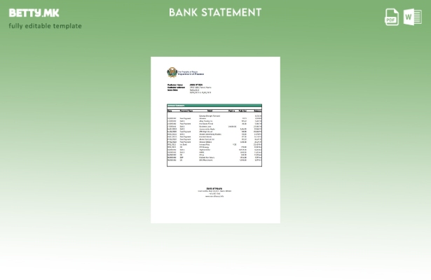 модерен стил Науру Банка на Науру шаблон за ексел банкарски извод